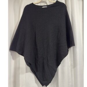 Rachel Zoe Black 100% 2-Ply Cashmere Poncho Sweater Handkerchief Hem Womens OS